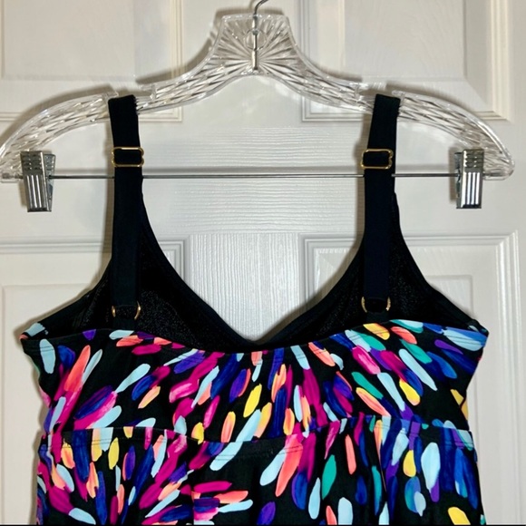 🦋 Maxine of Hollywood 12 D Sparkler Tankini Swim Top Large Nice! Adjustable - Picture 4 of 9